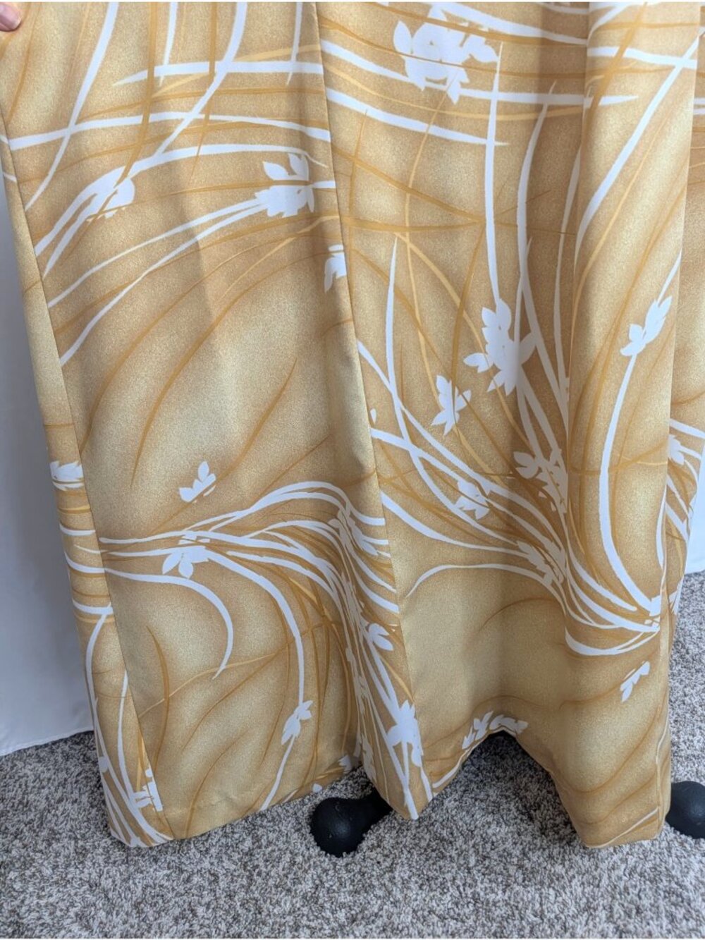 Vintage 60s Hawaiian Maxi Dress Medium Malama Tan Yellow - Picture 4 of 10